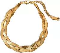 NON-TARNISHING GOLD REPLICA WOOVEN NECKLACE WITH ADJUSTMENT NON-TARNISHING GOLD REPLICA WOOVEN NECKLACE WITH ADJUSTMENT