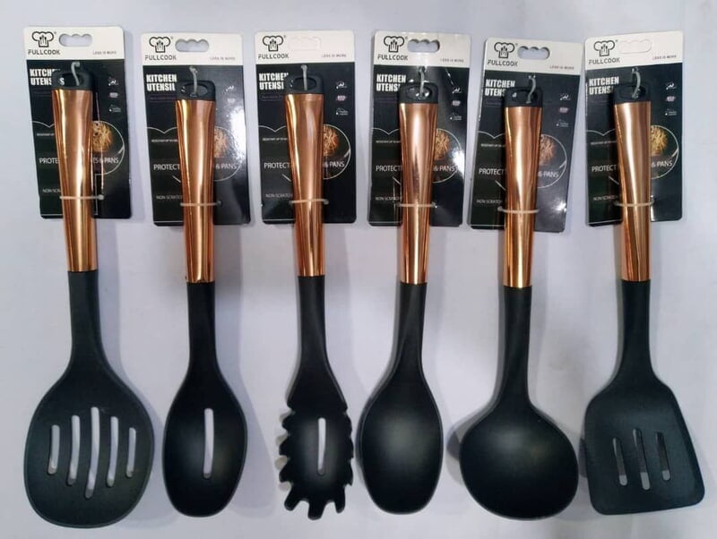 GOLD PLATED COOKING SPOON COOKWARE SET OF 6 PIECES GOLD PLATED COOKING SPOON COOKWARE SET OF 6 PIECES