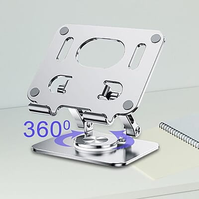 STAINLESS STEEL 360° ROTATING ADJUSTABLE  DESKTOP PHONE TABLET STAND