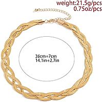 NON-TARNISHING GOLD REPLICA WOOVEN NECKLACE WITH ADJUSTMENT NON-TARNISHING GOLD REPLICA WOOVEN NECKLACE WITH ADJUSTMENT