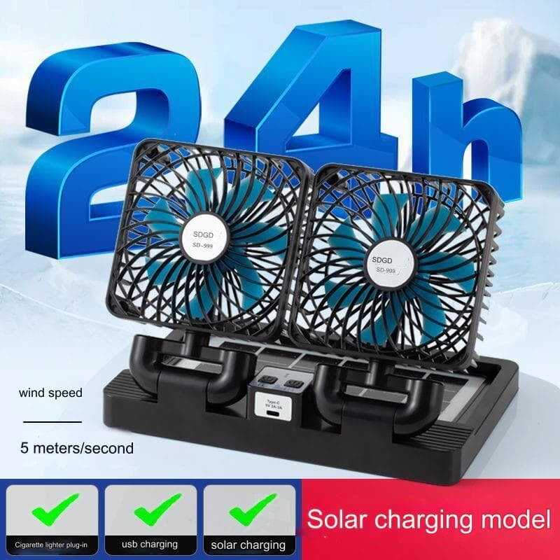 DOUBLE HEAD SOLAR / ELECTRIC CHARGING FAN DOUBLE HEAD SOLAR / ELECTRIC CHARGING FAN