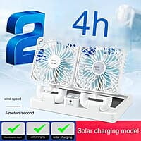 DOUBLE HEAD SOLAR / ELECTRIC CHARGING FAN DOUBLE HEAD SOLAR / ELECTRIC CHARGING FAN