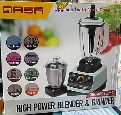 QASA 2IN1 HIGH POWER 6 BLADES BLENDER AND GRINDER  1400W