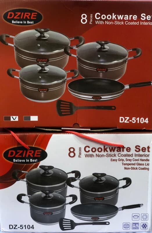 DZIRE 3 POTS , 1 FRY PAN & 1 COOKWARE SET 8 PIECES COOKWARE SET DZIRE 3 POTS , 1 FRY PAN & 1 COOKWARE SET 8 PIECES COOKWARE SET