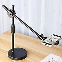 OVERHEAD TRIPOD STAND FOR MOBILE PHONES WITH RING LIGHT OVERHEAD TRIPOD STAND FOR MOBILE PHONES WITH RING LIGHT