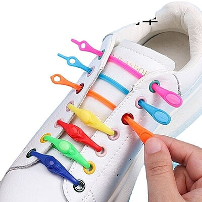 SILICON ELASTIC SHOE LACE  SHOE BUCKLE  FOR ADULTS & KIDS 12PCS PER PACK