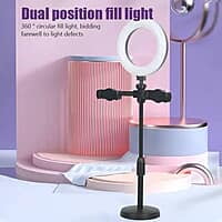 DESKTOP SELFIE RING LIGHT TWO PHONE HOLDERS DESKTOP SELFIE RING LIGHT TWO PHONE HOLDERS