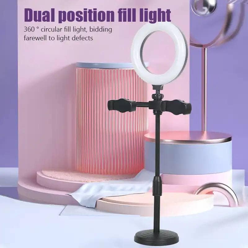 DESKTOP SELFIE RING LIGHT TWO PHONE HOLDERS DESKTOP SELFIE RING LIGHT TWO PHONE HOLDERS