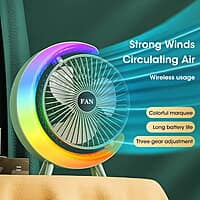 RECHARGEABLE RGB DESKTOP ADJUSTABLE ANGLE 3 GEARS FAN RECHARGEABLE RGB DESKTOP ADJUSTABLE ANGLE 3 GEARS FAN