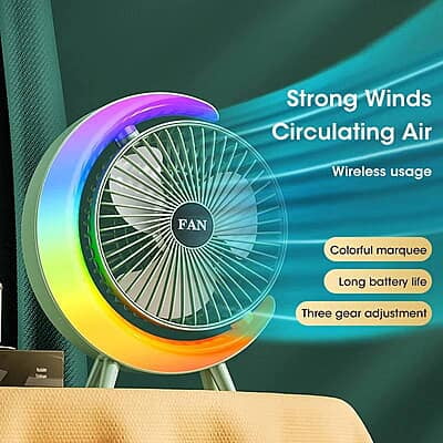 RECHARGEABLE RGB DESKTOP ADJUSTABLE ANGLE 3 GEARS FAN