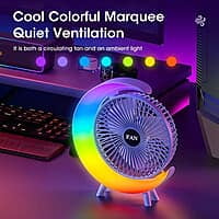 RECHARGEABLE RGB DESKTOP ADJUSTABLE ANGLE 3 GEARS FAN RECHARGEABLE RGB DESKTOP ADJUSTABLE ANGLE 3 GEARS FAN