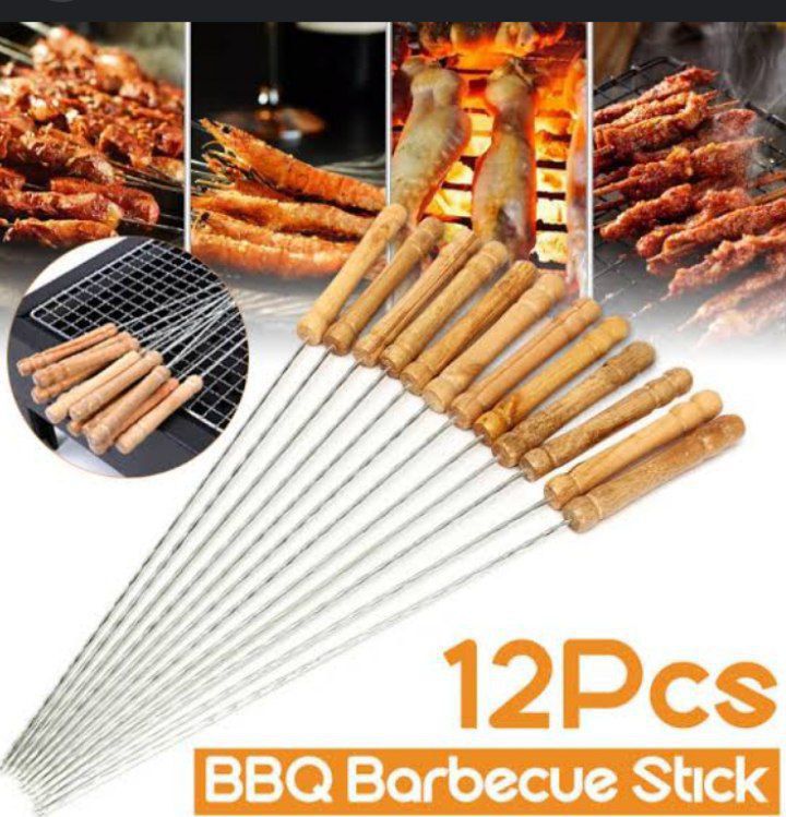 12 Pieces Stainless steel Barbecue Skewers BBQ Sticks 12 Pieces Stainless steel Barbecue Skewers BBQ Sticks