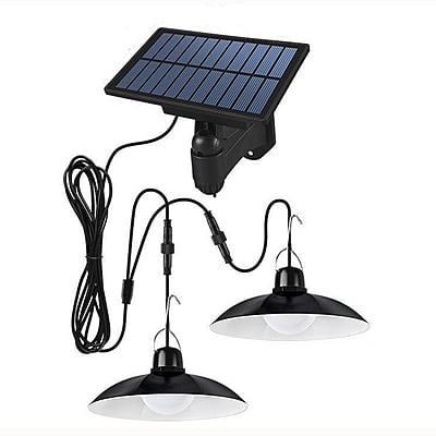 OUTDOOR/INDOOR SOLAR POWER STORAGE WITH TWO CHANDELIER WATER PROOF LIGHTS  WITH SOLAR PANEL