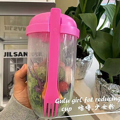 PORTABLE MILK CUP  FRUITS CUP WITH FORK - SOUVENIR IDEA