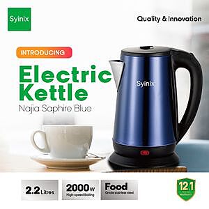 SYINIX  2.2LITRES ELECTRIC JUG / KETTLE 2000W - BLUE
