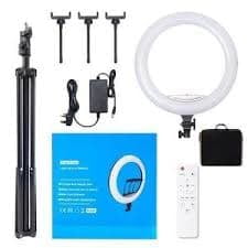 18INCHES 18" (45CM) RING LIGHT WITH 3 PHONE HOLDERS, STORAGE BAG, REMOTE CONTROL AND TRIPOD STAND 18INCHES 18" (45CM) RING LIGHT WITH 3 PHONE HOLDERS, STORAGE BAG, REMOTE CONTROL AND TRIPOD STAND
